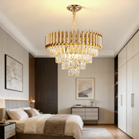 Lustre suspendu LED réglable en hauteur, style moderne, chrome et cristal, design nordique, pour hôtel et décoration intérieure
