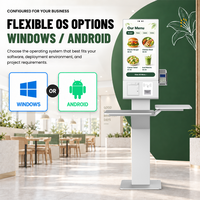 Terminal de point de vente vertical de bureau avec écran tactile de 21,5 pouces, kiosque de libre-service avec imprimante, lecteur de code QR