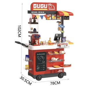 Juego de carrito de <span class=keywords><strong>compras</strong></span> de pollo frito personalizado de 82 piezas, carrito de comida de pollo frito real para niños, juguete de cocina para niños - Product Image 5