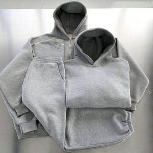 Vintage francese spugna con Zip personalizzata larga in tinta unita 440 Gsm di alta qualità 100% cotone pieno cerniera Plain Streetwear uomo grigio felpa con cappuccio - Product Image 1