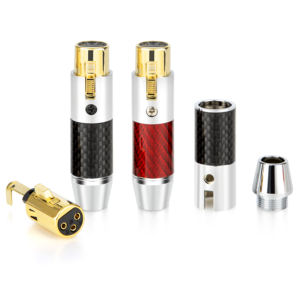 RASANTEK <span class=keywords><strong>Conector</strong></span> Hembra <span class=keywords><strong>XLR</strong></span> de 3 Pines Chapado en Oro de 24K, <span class=keywords><strong>Conector</strong></span> de Audio HIFI de Fibra de Carbono de Latón de 11mm para Cable de Altavoz - Product Image 1