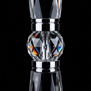 Candélabre haut de gamme contemporain en cristal transparent argenté, fait main, imprimé UV, pour décoration de réception de <span class=keywords><strong>mariage</strong></span>, centre de table, porte-bougie - Product Image 4