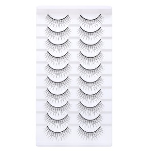 Lot de 10 paires de faux <span class=keywords><strong>cils</strong></span> synthétiques, bande complète monobloc, style Petite Devil, écologiques, imperméables, naturels - Product Image 5