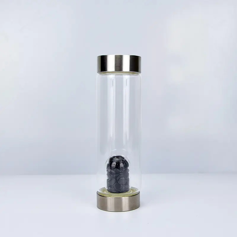 Grosir botol air kaca energi kerikil hancur kristal kustom alami kualitas tinggi