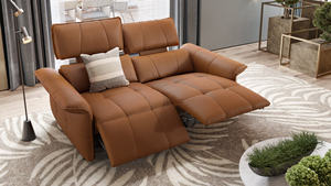 ชุดโซฟาปรับเอนอัตโนมัติแบบ3ที่นั่งสีแดง2 1, โซฟาหนังแท้ดีไซน์เรียบง่ายแบบอิตาลี - Product Image 3