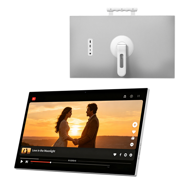 27'' LED Android 15 Portable Smart Screen TV White 60Hz 1080p 6GB+128GB Built-in Speaker 27000mAh Battery 13MP Camera