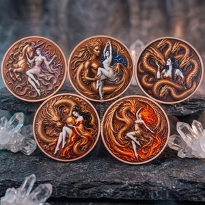 Koin Tantangan Grosir Tembaga Bulat 5oz Koin Berwarna Relief Tinggi 3D Naga Cantik Mata Naga Koin Bullion untuk Koleksi - Product Image 1