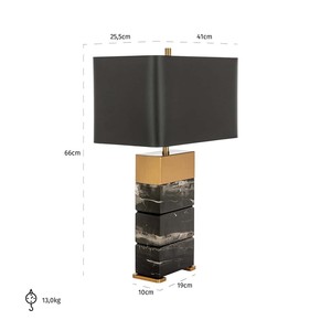 Marble <b>Table</b> <b>Lamp</b> Black Gold <b>Base</b> Rectangular Shade LED E27 Bulb Home Decor Living Room Bedroom Lighting - Product Image 3