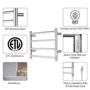 Sèche-serviettes électrique mural haut de gamme à 4 barres avec <span class=keywords><strong>minuterie</strong></span> pour appartement - Product Image 3