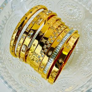 Custom Wholesale Stainless Steel Designer <b>Fashion</b> Bangle 14k 18k Gold Plated <b>Bracelet</b> & Bangles for Women - Product Image 3