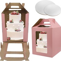 Boîte à gâteau ondulée personnalisée avec poignées fenêtres