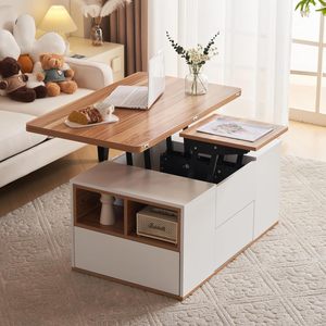 Cross-border multi-functional height-adjustable coffee <b>table</b>/dining <b>table</b>, suitable for <b>small</b> apartments, living room, large - Product Image 4
