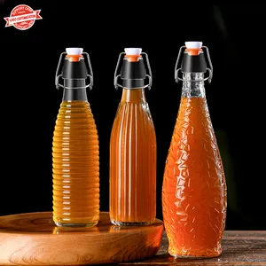 250ml 350ml 500ml 1L benzersiz kolay kapak kapak temizle içecek bira şarap su şişeleri cam salıncak hava geçirmez stoper ile üst şişe kap