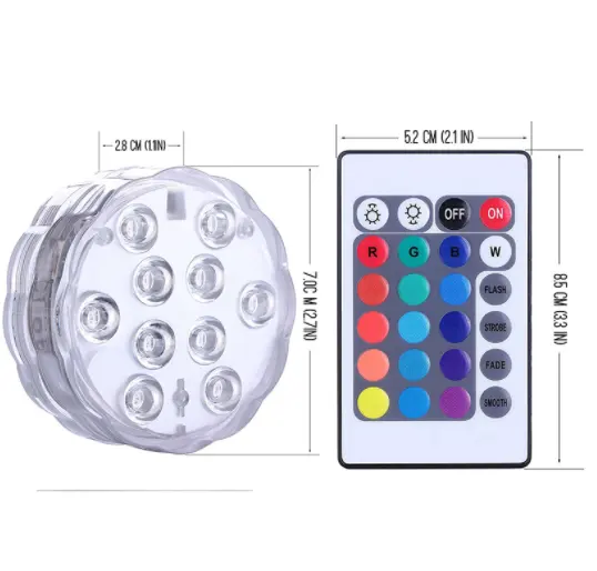 LED RGB Submersible Light With Magnet and Suction Cup Swimming Pool Light Underwater Tea Night Light for Pond