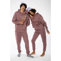 Setelan Loungewear Hoodie & Jogger Fleece Katun Unisex Burgundy Bordir Custom Harga Pabrik MOQ Rendah