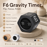 Minuteur de cuisine numérique hexagonal, batterie rechargeable, affichage LED, compte à rebours/compte à rebours jusqu'à 99 minutes, pour l'étude, le fitness, la méditation