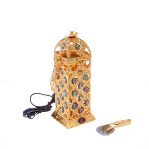 QIAN HU yüksek kalite taşınabilir altın Bakhoor brülör arapça tütsü elektrik metalik dökme demir altıgen brülörler toptan AC110V - Product Image 2