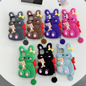 Coque de téléphone en silicone en forme d'animal de dessin animé 3D, pressée à chaud, antichoc pour 11/12/13/14 Pro Max - Product Image 1