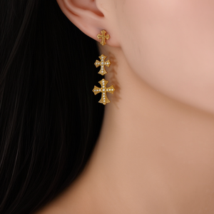 Fashion <b>Stud</b> <b>Earrings</b> 316L Stainless Steel PVD Gold Plating Cross Design For Women Jewelry - Product Image 3