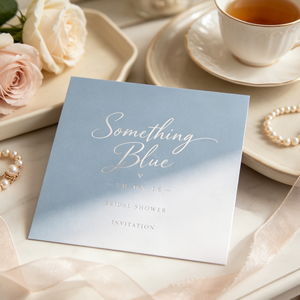 Tarjeta de Invitación de Boda Cuadrada Personalizada al por Mayor con Impresión en Lámina Plateada, Papel Azul Mate, Escritura Elegante, para Eventos de Despedida de Soltera - Product Image 2