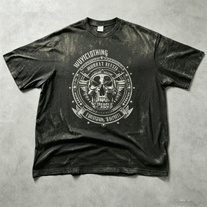 Wholesale Custom LOGO Printed High Quality Vintage Graphic Oversized Heavyweight Cotton Black O-Neck Acid Wash Men's T <b>Shirt</b> - Product Image 1