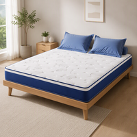 Matelas compressible enroulable avec bordure bleue et ressorts hybrides