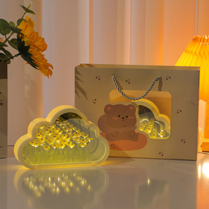 โคมไฟกลางคืนรูปเมฆขนาดเล็ก DIY ควบคุมด้วยปุ่ม กระจกเงา ลายดอกไม้ ทะเล ของตกแต่งโต๊ะทำงาน ของขวัญสร้างสรรค์ แสงสร้างบรรยากาศ สำหรับแฟนสาว - Product Image 4