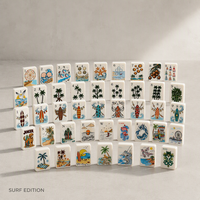 Jeu de Mahjong américain édition Côte Ouest Surf et Golden Retriever : Embrassez les vagues de la tradition