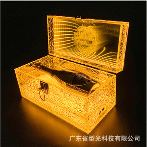 Boîte de rangement décorative rectangulaire avec intérieur éclairé pour l'affichage de bouteilles de vin et le rangement de bijoux - Product Image 4