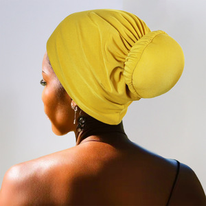 HZM-26246 Bonnets et foulards pour femmes <span class=keywords><strong>de</strong></span> style africain, turban uni, bandana, couvre-chefs en tissu jersey <span class=keywords><strong>de</strong></span> polyester - Product Image 1