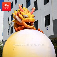Ballon de lune gonflable publicitaire, ballon de dessin animé Dragon couché sur la lune, personnalisé