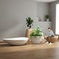Ensemble de bancs de patio modernes en acrylique, combinaison de sièges d'extérieur, banc incurvé avec table d'appoint