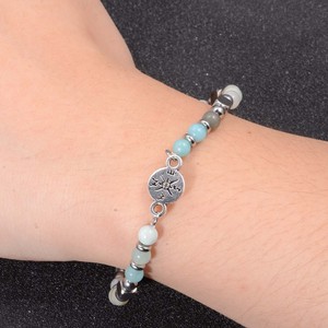 Stone <b>Bracelet</b> With Compass <b>Charm</b> Unisex Graduation Gift Jewelry Tibetan <b>Silver</b> Beads Star Pattern Geometric Design - Product Image 3