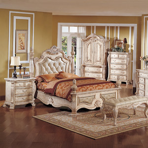 Cama Queen de Madera Sólida Americana con Diseño Grabado y Características Desmontables, Cama de Lujo <span class=keywords><strong>para</strong></span> Recámara Principal - Product Image 2