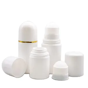 عصا مزيل عرق بيضاء للكتان رول-أون 30 مل 50 مل 60 مل 100 مل زجاجات بلاستيك لتعبئة الزيوت العطرية ومستحضرات التجميل للجلد