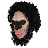 Masque de Tête en Latex pour Fête Costumée, Masque de Singe Animal pour Hommes Femmes, Masque de Clown d'Halloween, Masque de Diable à Cornes, Équipement de Tête