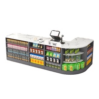 Comptoir de caisse en bambou pour supermarché et magasin de proximité, simple et moderne, idéal pour magasin de puériculture ou bar d'angle