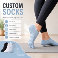Chaussettes de yoga tendance pour femmes avec logo personnalisé sur le bord et le corps, antidérapantes, respirantes, séchage rapide, longueur cheville, pour Pilates et Barre