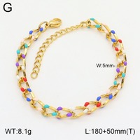 Pulsera de Cadena de Acero Inoxidable con Baño de Oro de 18K y Diamantes de Circonio Cúbico, Estilo Bohemio, Resistente al Deslustre y al Agua, con Ojo Turco de la Buena Suerte