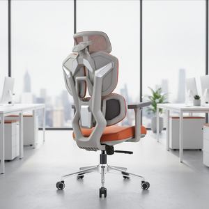 Orange High Back Executive Office <strong>Chair</strong> Ergonomic Leather <strong>Mesh</strong> 5D Armrest Adjustable Headrest Swivel Embroidery <strong>Gaming</strong> <strong>Chair</strong> - Product Image 1