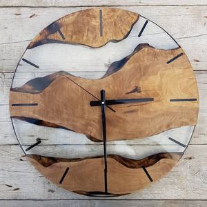 Horloge murale en résine avec cadre en bois, artisanale, durable, fonctionnelle, élégante et stylée, idéale pour le salon, la chambre à coucher - Product Image 1