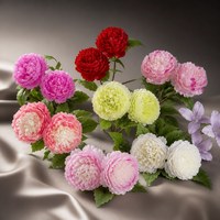 Bunga Sutra Plum-blossom Peony Buatan 2 Kepala Grosir untuk Pernikahan Dekorasi Ruang Tamu Alat Peraga Fotografi