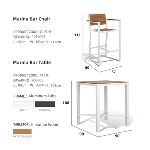 Muebles de exterior de alta calidad, sillas altas de jardín y mesa, juego de muebles de Bar de lujo para restaurante de Hotel - Product Image 5