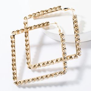 Nuovo stile Punk grande grande <span class=keywords><strong>argento</strong></span> placcato <span class=keywords><strong>orecchini</strong></span> a cerchio quadrati con diamante di cristallo - Product Image 5