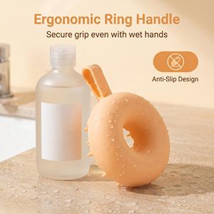 Silicone <b>Round</b> Body Scrubber <b>Brush</b> Soft Shower Bath <b>Brush</b> for Kids Adults Antibacterial Gentle Exfoliation Easy Clean Circular - Product Image 4