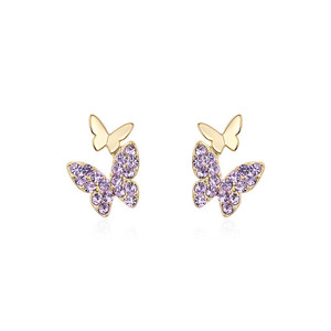 Orecchini a Perno con Zirconi a Forma di Farfalla, Gioielli Eleganti e Semplici per Donne - Product Image 4
