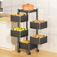 Étagère de Rangement de Cuisine à Prix de Gros, Panier Multifonctionnel Amovible en Métal pour Snacks et Légumes, Chariot de Rangement