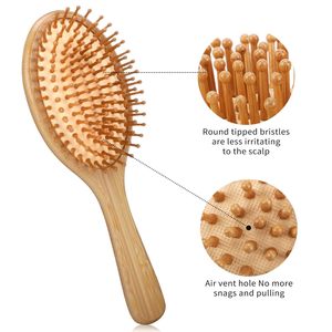 Cepillo Desenredante Portátil de Bambú con Cerdas de Madera y Cojín de Aire para Masaje del Cuero Cabelludo, con Logotipo Personalizado - Product Image 2