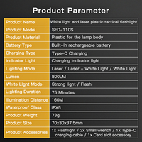 Visée laser rouge tactique en plastique, étanche, légère, laser rouge 5MW avec lumière tactique