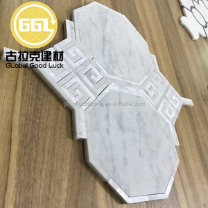 Carrara bằng đá cẩm thạch trắng bằng tia nước đá cẩm thạch khảm vỏ Inlay cho tường trang trí nội thất - Product Image 4
